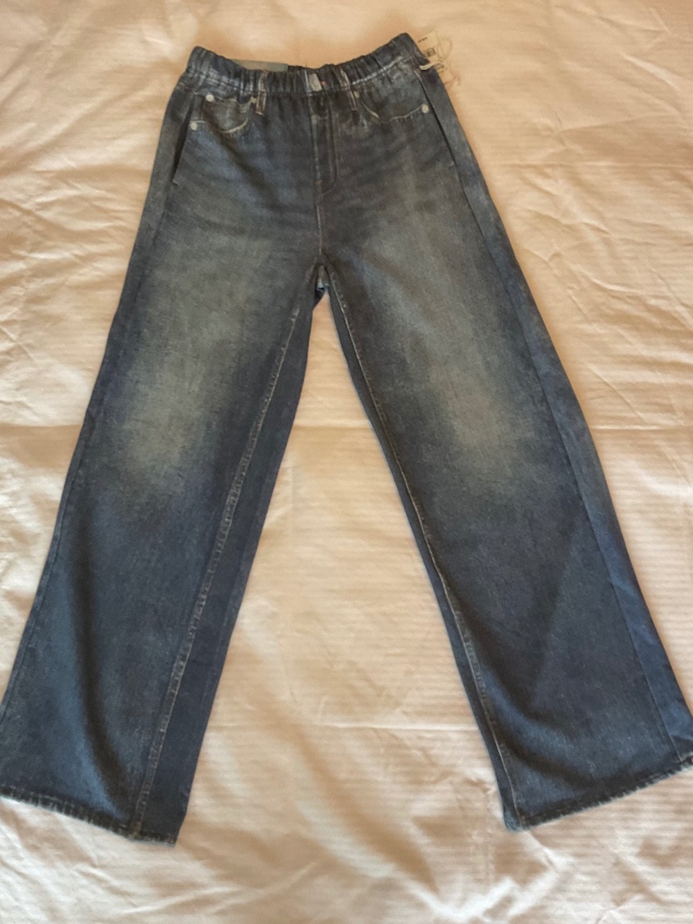 faux denim, pull on  sweat pants sm